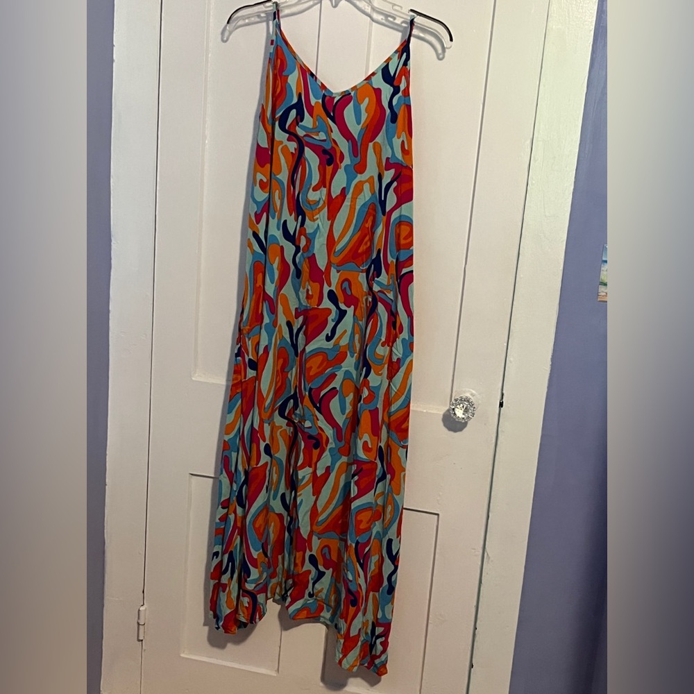 Love X Design Colorful Abstract Women's asymmetrical beach dress